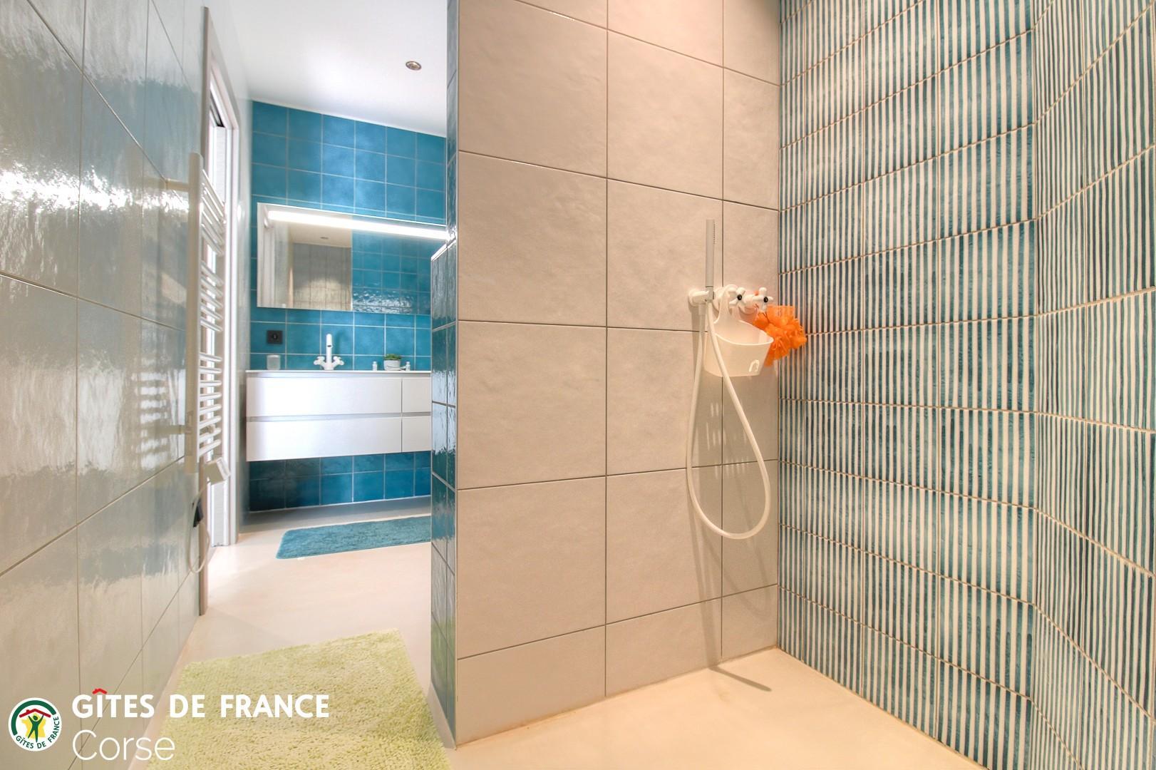 Chambre d'hôtes à Sainte-Lucie de Porto-Vecchio, le Sud Corse :la salle d'eau de la chambre 4 photo 42