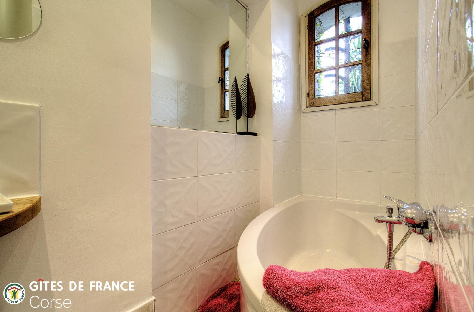 Maison d'hôtes à Brando, Grand Bastia, Haute-Corse, labellisée Gîtes de France Corse : la salle de bain attenante à la chambre Capraia photo 29