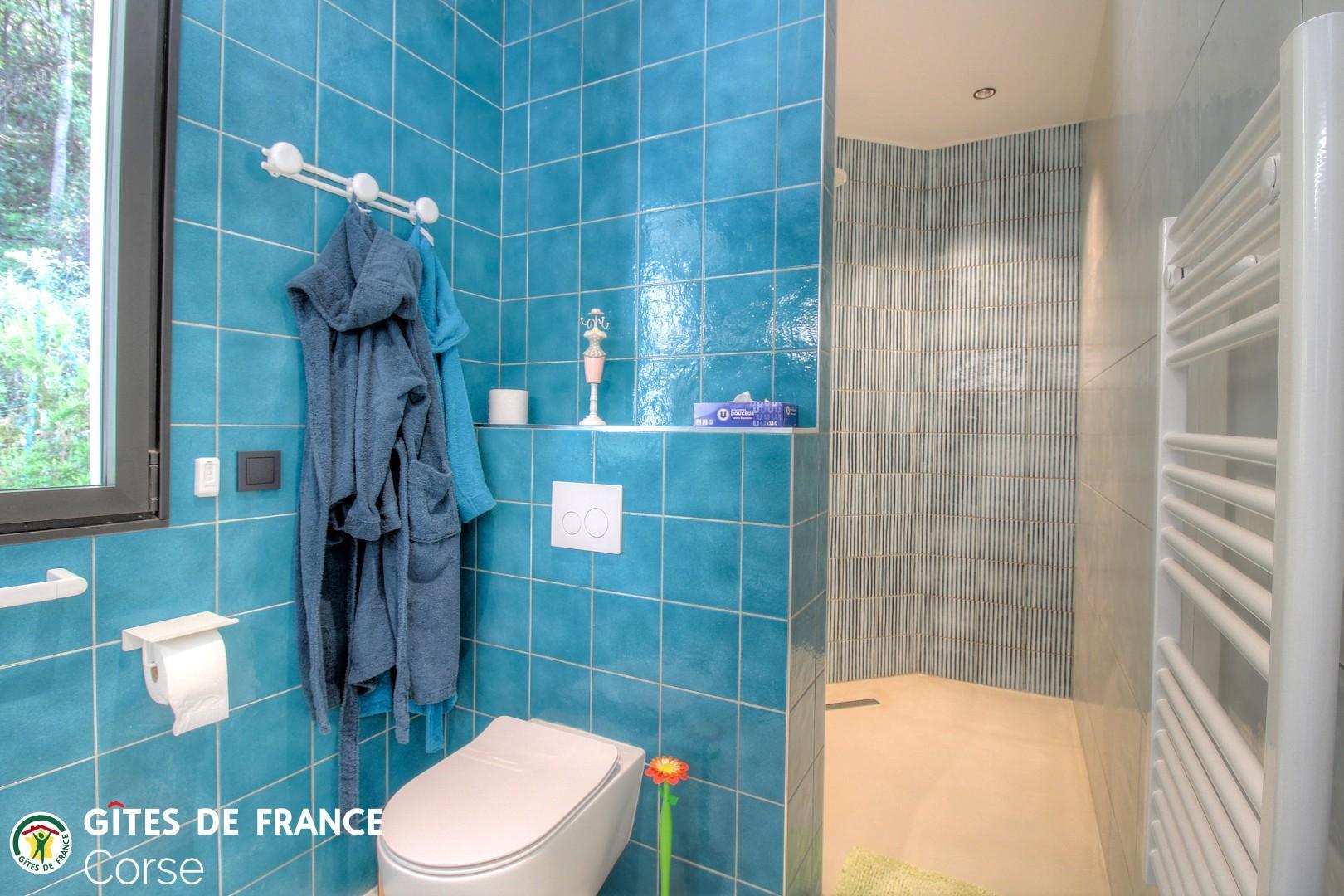 Chambre d'hôtes à Sainte-Lucie de Porto-Vecchio, le Sud Corse :la salle d'eau de la chambre 4 photo 41