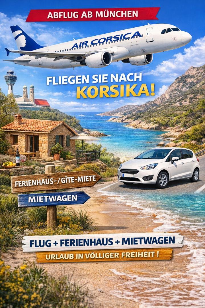 Reiseziel Korsika (7n/8t) : M&uuml;nchen - Ajaccio - M&uuml;nchen f&uuml;r 4 Pers.&nbsp;()  - Reiseziel Korsika (7n/8t) : M&uuml;nchen - Ajaccio - M&uuml;nchen f&uuml;r 4 Pers. - photo